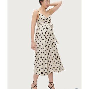 NWT Hatch Collection Tori Wrap Polka Dot beige Midi Dress hatch2 waist58in bust3